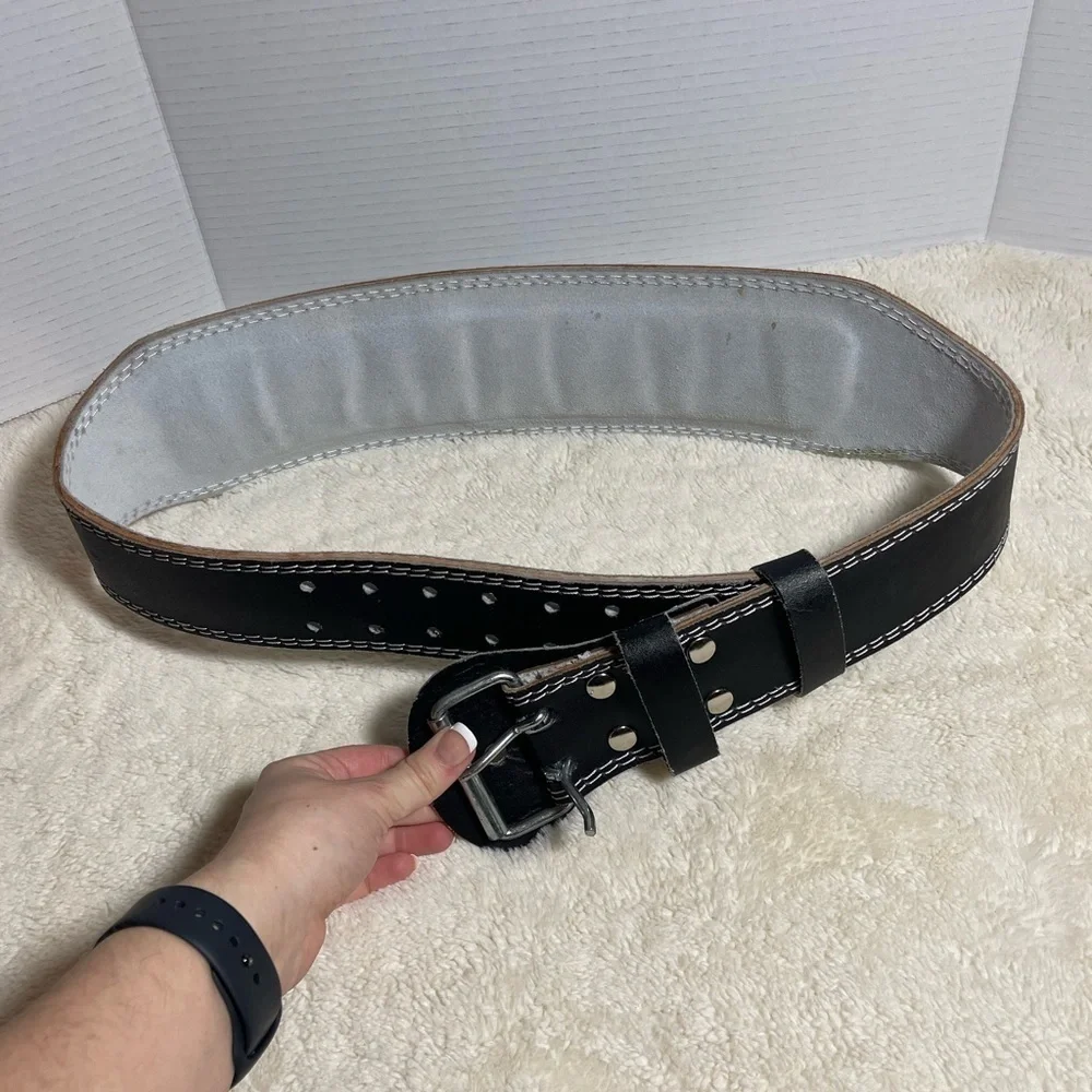 Valeo Leather Weightlifting Belt Black Powerlifting Gym Belt OS